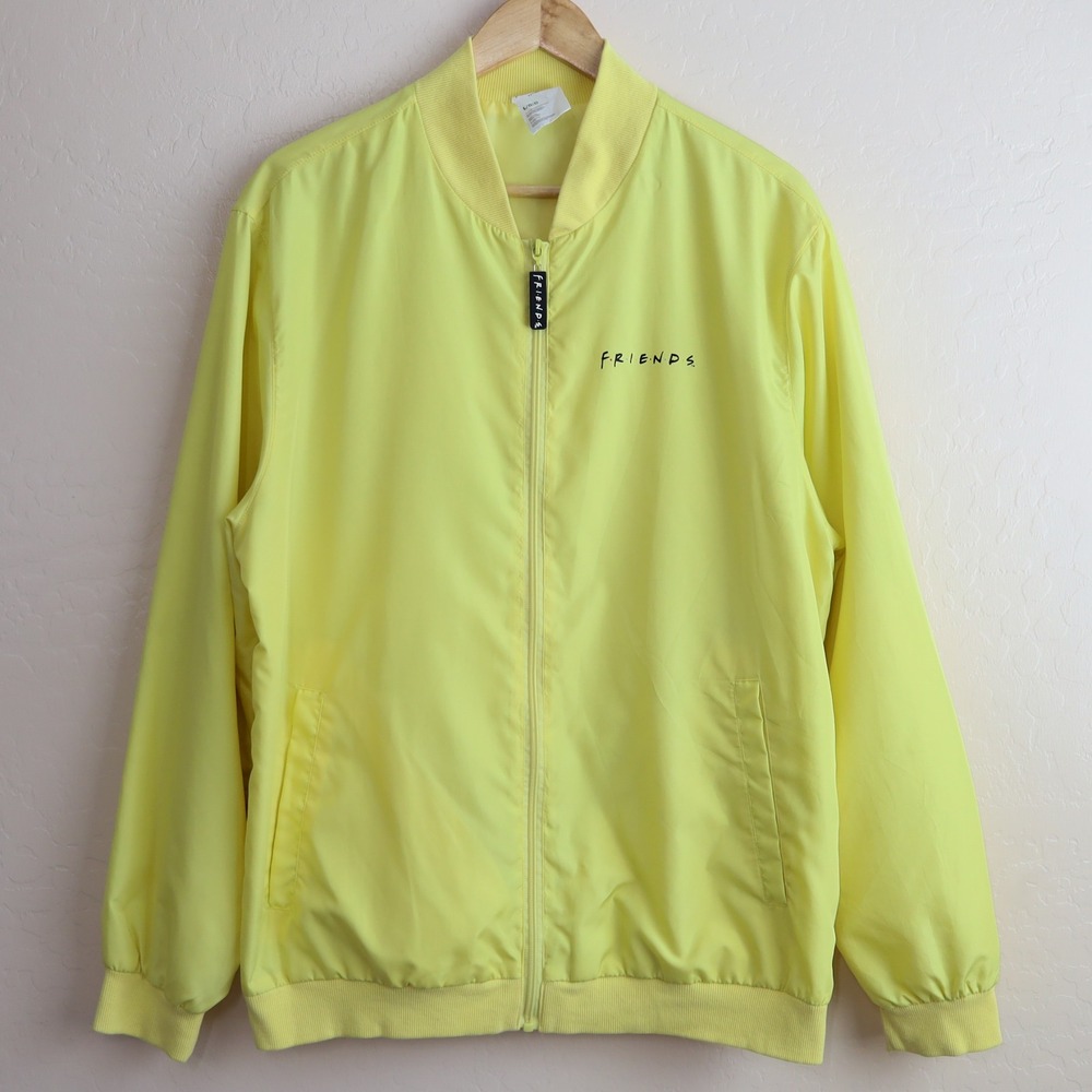 Friends TV Show Central Perk Yellow Bomber‎ Jacket Womens Size Large